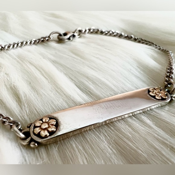 NEW James Avery 14k GOLD flowers I.D. identification plate bracelet - Picture 5 of 11